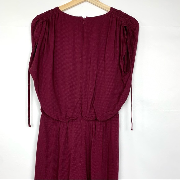 NWT Gal Meets Glam Luella Ruched Shoulder Crop Wide Leg Jumpsuit Oxblood Red - Picture 8 of 11